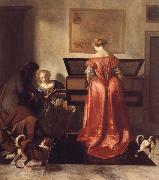 OCHTERVELT, Jacob A Woman Playing a Virgind,AnotherSinging and a man Playing a Violin oil painting reproduction